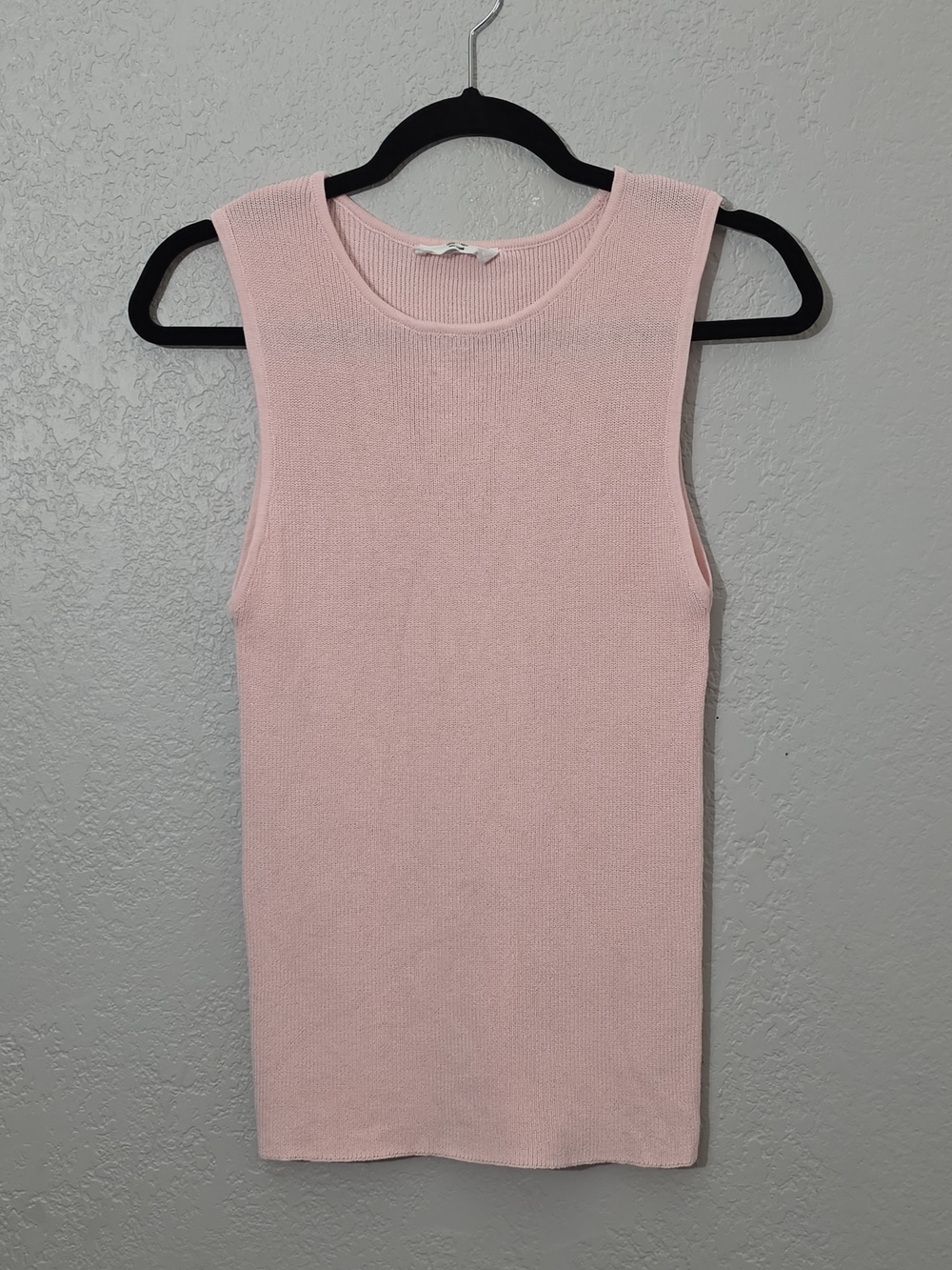 Double Zero Soft Knit Sweater Tank Top Pale Pink Stretchy Crew Neck Womens Large
